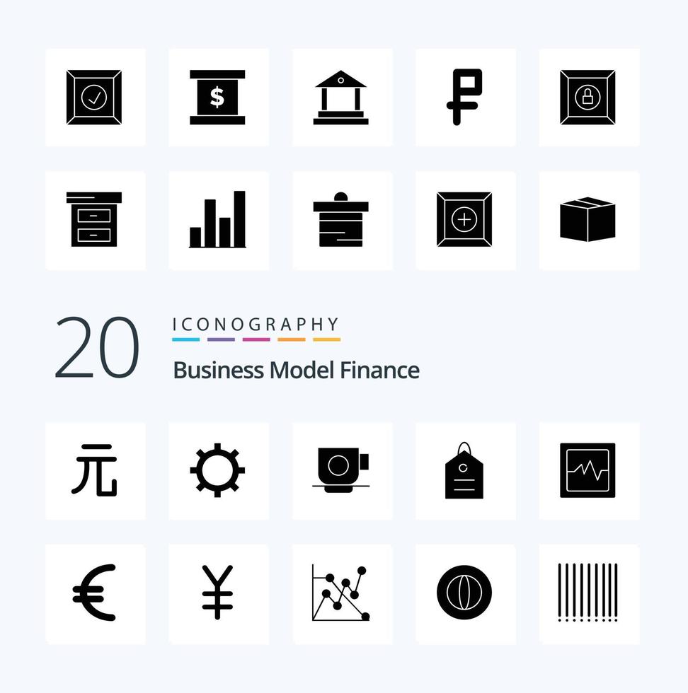 20 solides Glyphen-Icon-Paket für Finanzen wie Finanzwährung Finanzdiagramm-Tag vektor