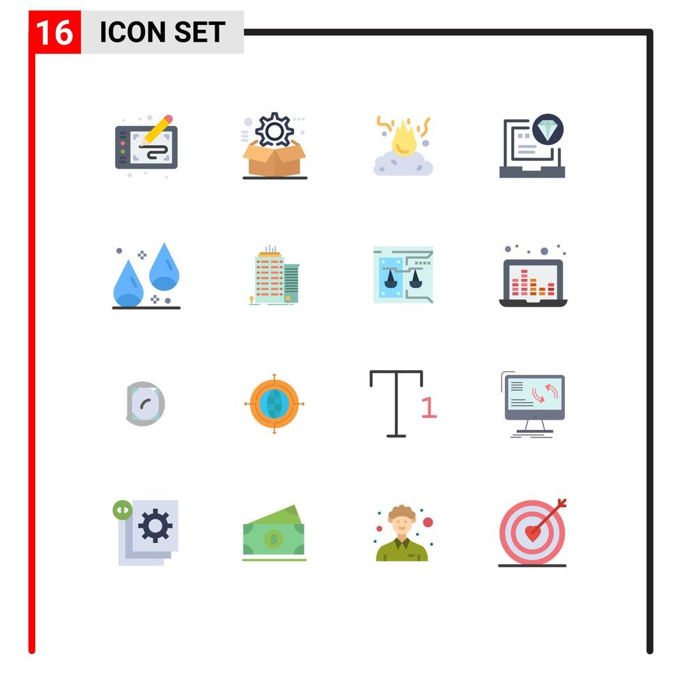 universell ikon symboler grupp av 16 modern platt färger av koda app miljö rök sopor redigerbar packa av kreativ vektor design element