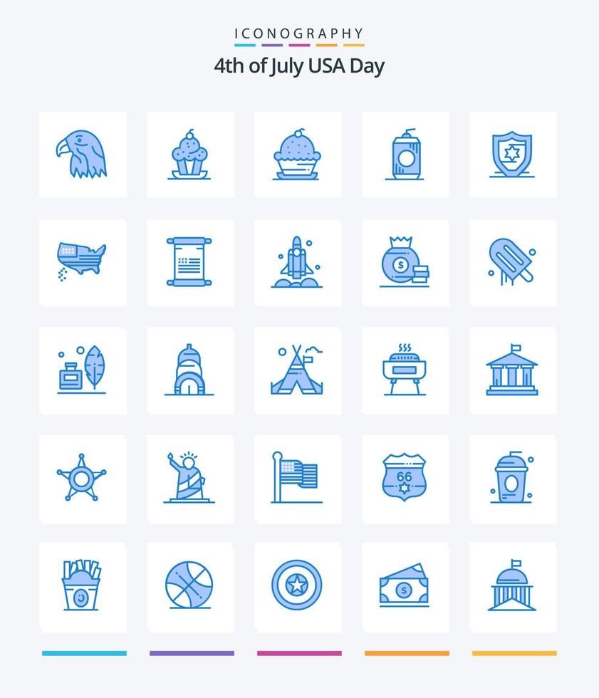 Creative USA 25 Blue Icon Pack wie Karte. Schild. das Erntedankfest. Schutz. USA vektor