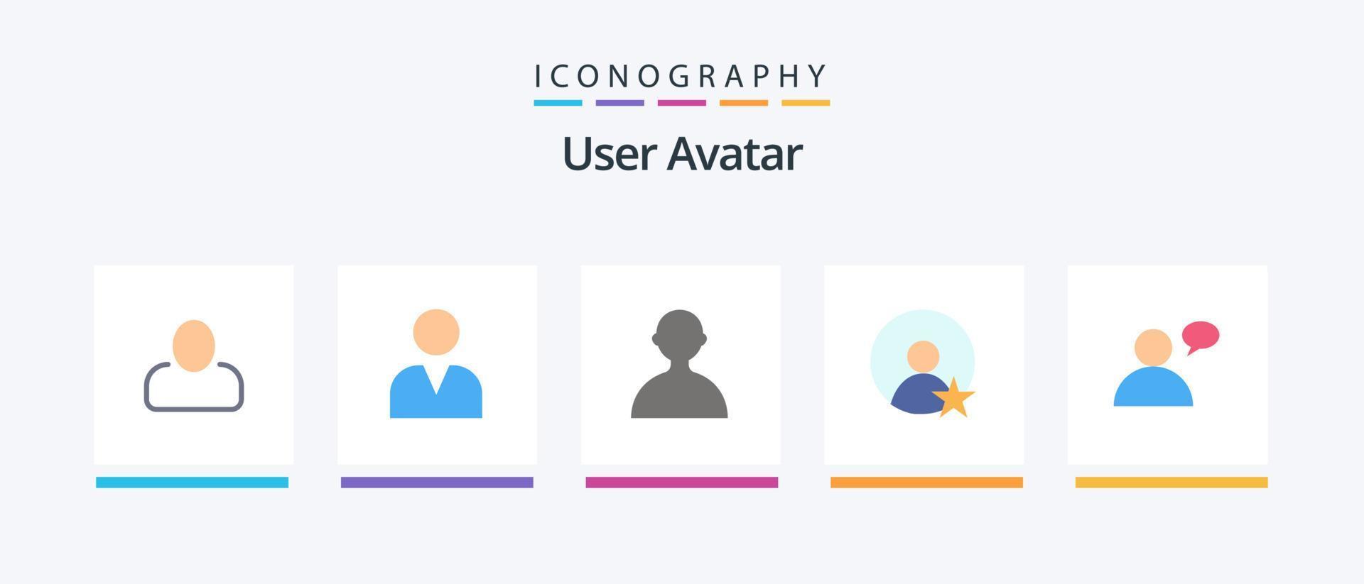 användare platt 5 ikon packa Inklusive . profil. . kreativ ikoner design vektor