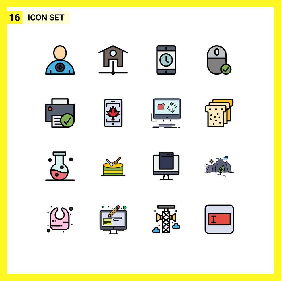 16 platt Färg fylld linje begrepp för webbplatser mobil och appar hårdvara enheter mobiltelefon ansluten smartphone redigerbar kreativ vektor design element