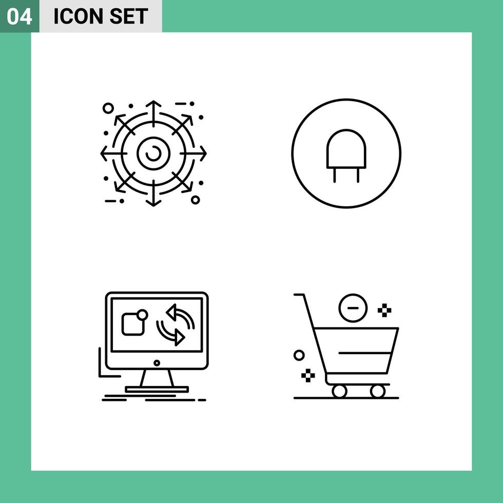 Stock-Vektor-Icon-Paket mit 4 Zeilenzeichen und Symbolen für die Synchronisierung von bearbeitbaren Vektordesign-Elementen für externe Anwendungsprodukte vektor