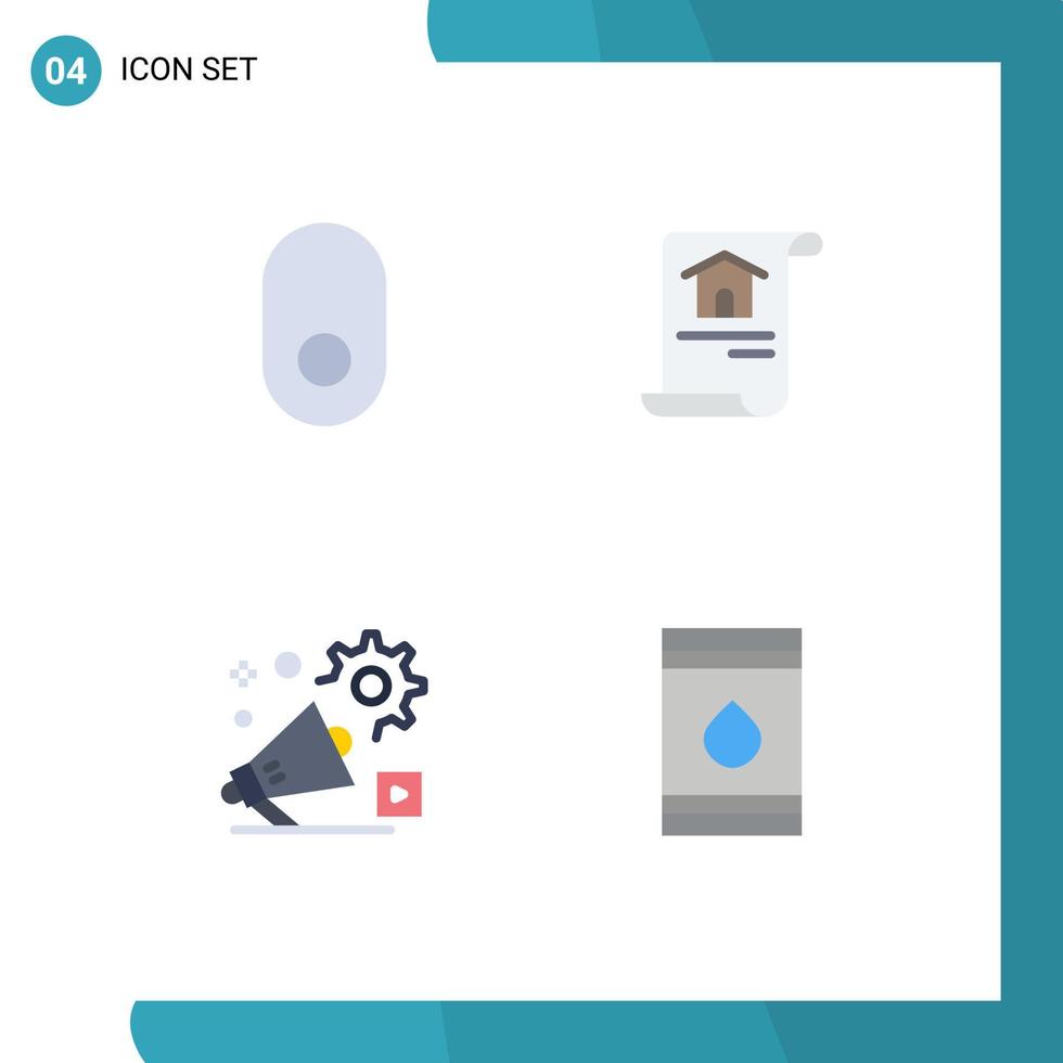 Piktogrammsatz von 4 einfachen flachen Ikonen von Apple-Ankündigungsbau-Gebäudewerbung bearbeitbare Vektorgestaltungselemente vektor
