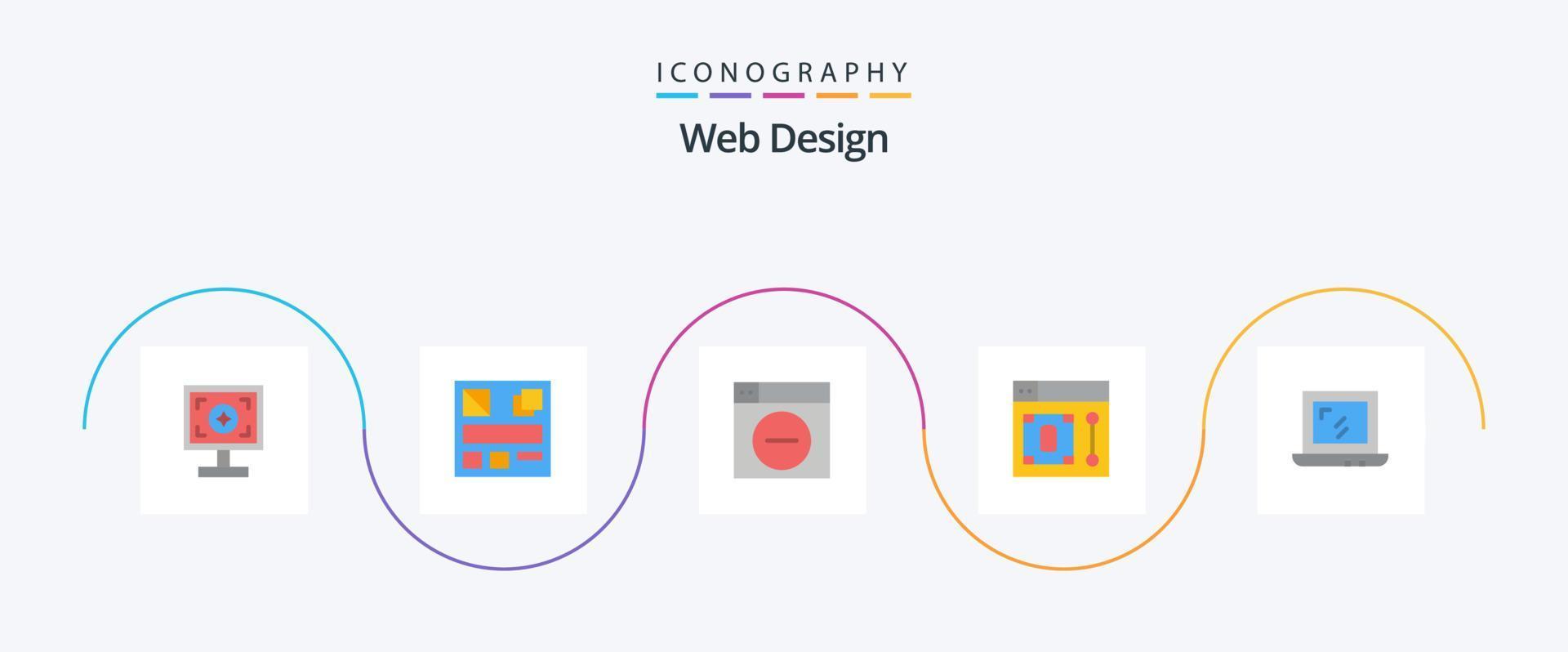 Webdesign Flat 5 Icon Pack inklusive Laptop. Netz. Design. Werkzeug. Design vektor