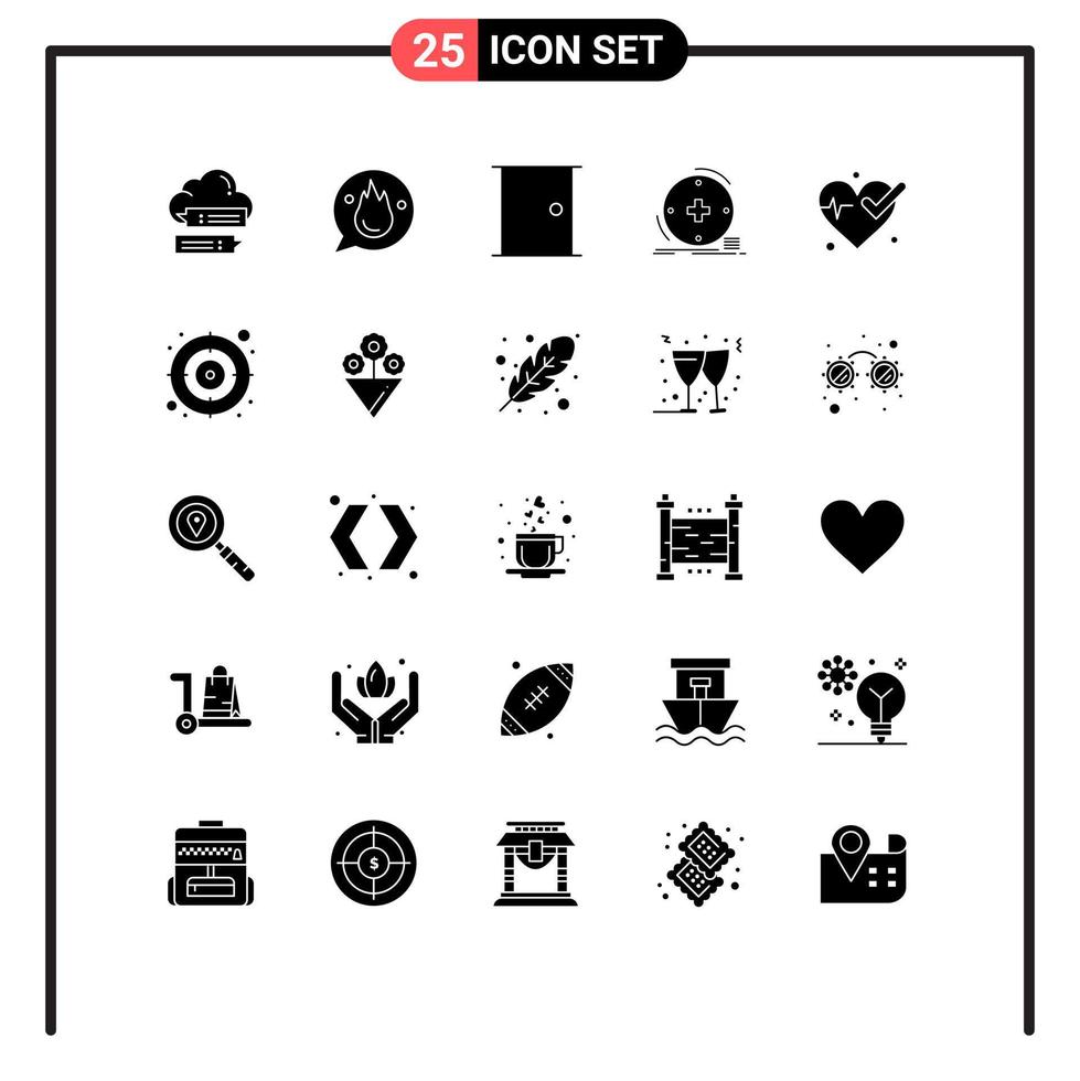 uppsättning av 25 modern ui ikoner symboler tecken för hälsa klinisk motivering Hem dörr Port redigerbar vektor design element