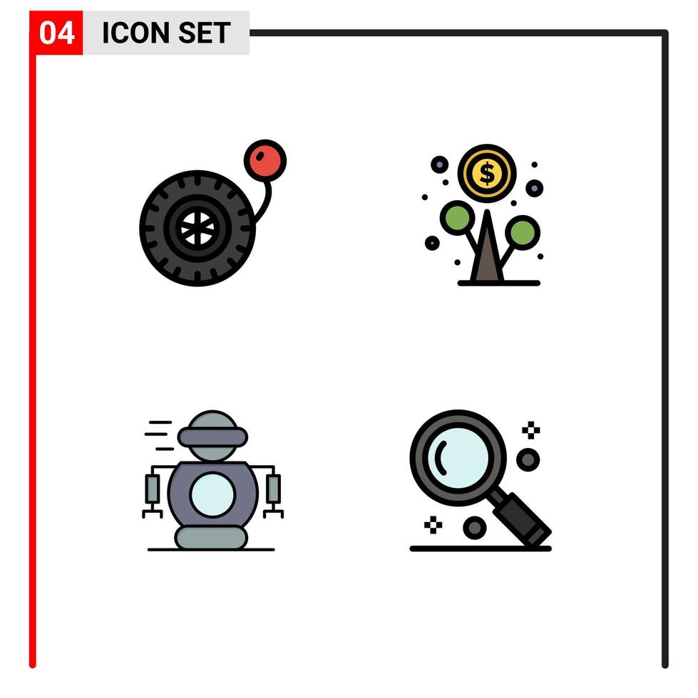 4 kreative Symbole moderne Zeichen und Symbole der Druckroboter-Gewinngeldschnittstelle editierbare Vektordesign-Elemente vektor