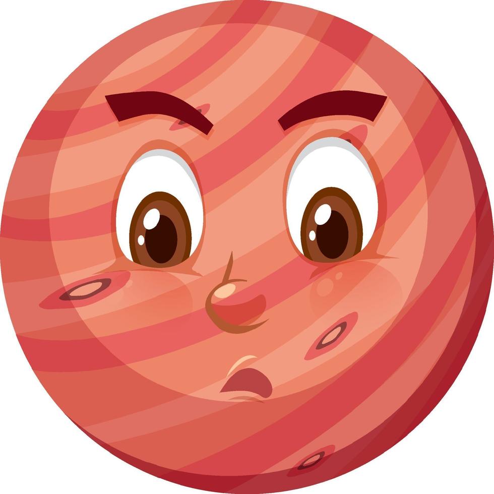 Mars-Zeichentrickfigur mit ungezogenem Gesichtsausdruck auf weißem Hintergrund vektor
