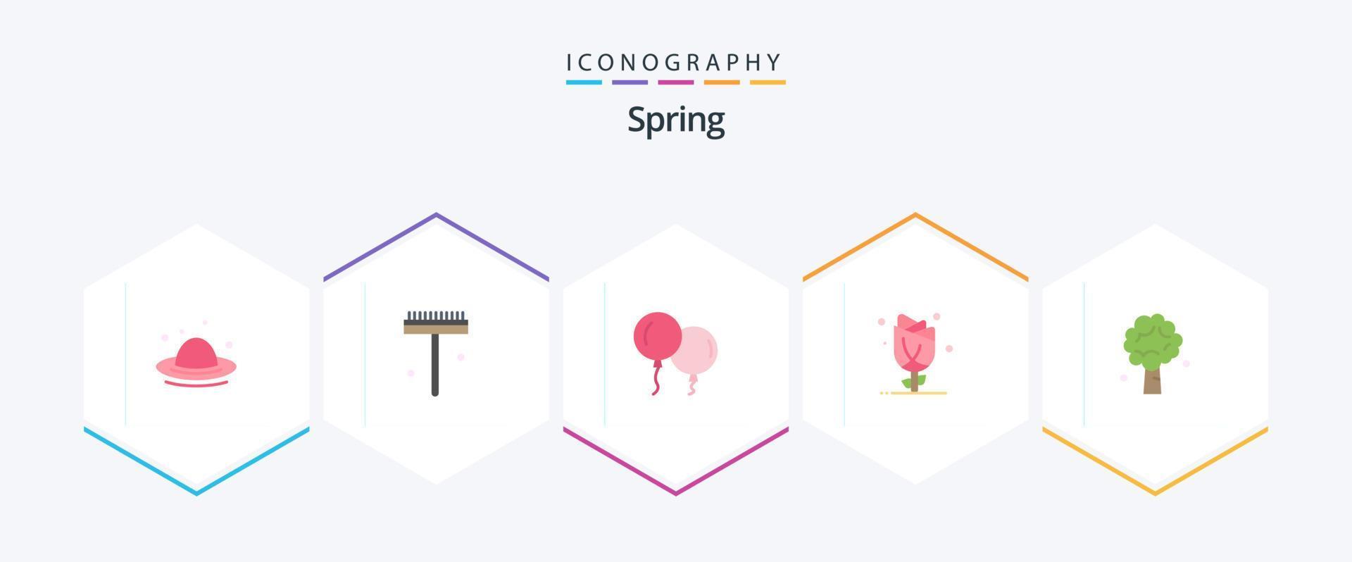 Spring 25 Flat Icon Pack inklusive Apfel. Rose. Luftballons. Natur. Blumen- vektor