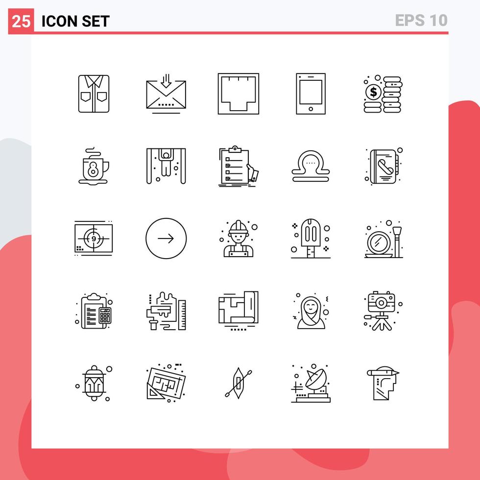 modern uppsättning av 25 rader och symboler sådan som läsplatta ipad hämta enheter nätverk redigerbar vektor design element