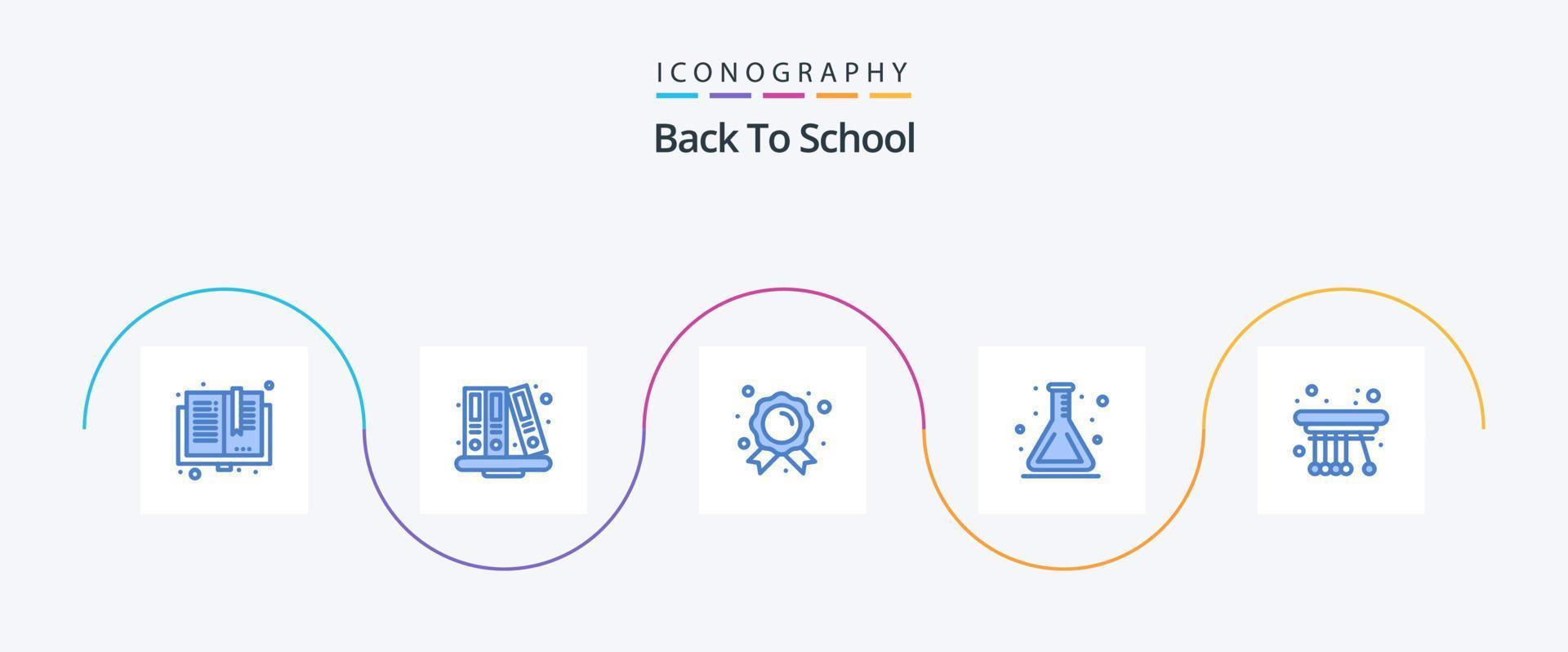 Back to School Blue 5 Icon Pack inklusive Bewegung. Flasche. Bibliothek. Labor. Ausbildung vektor