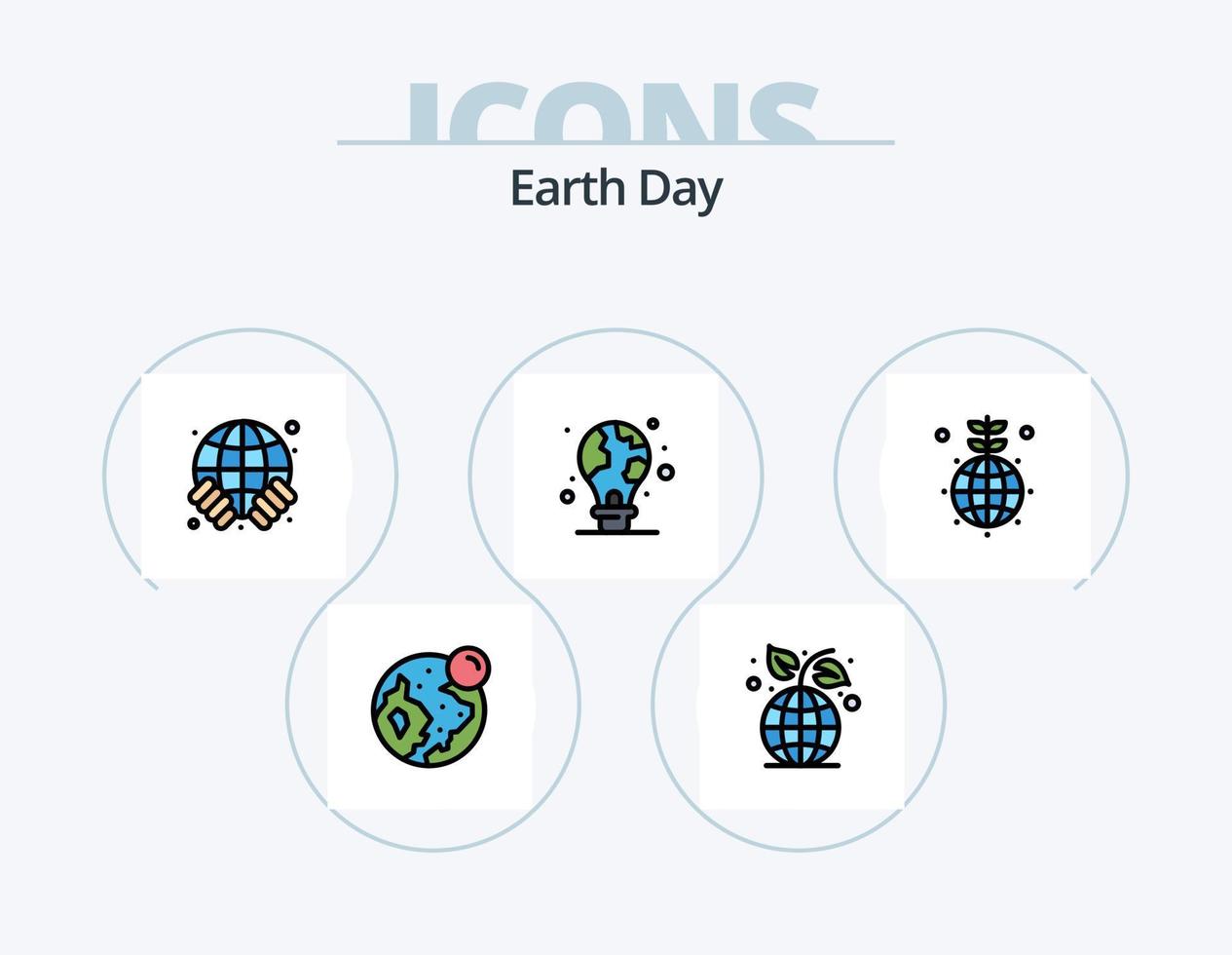 Tag der Erde Linie gefüllt Icon Pack 5 Icon Design. sicher. Erde. Erde. Erde. schützen vektor