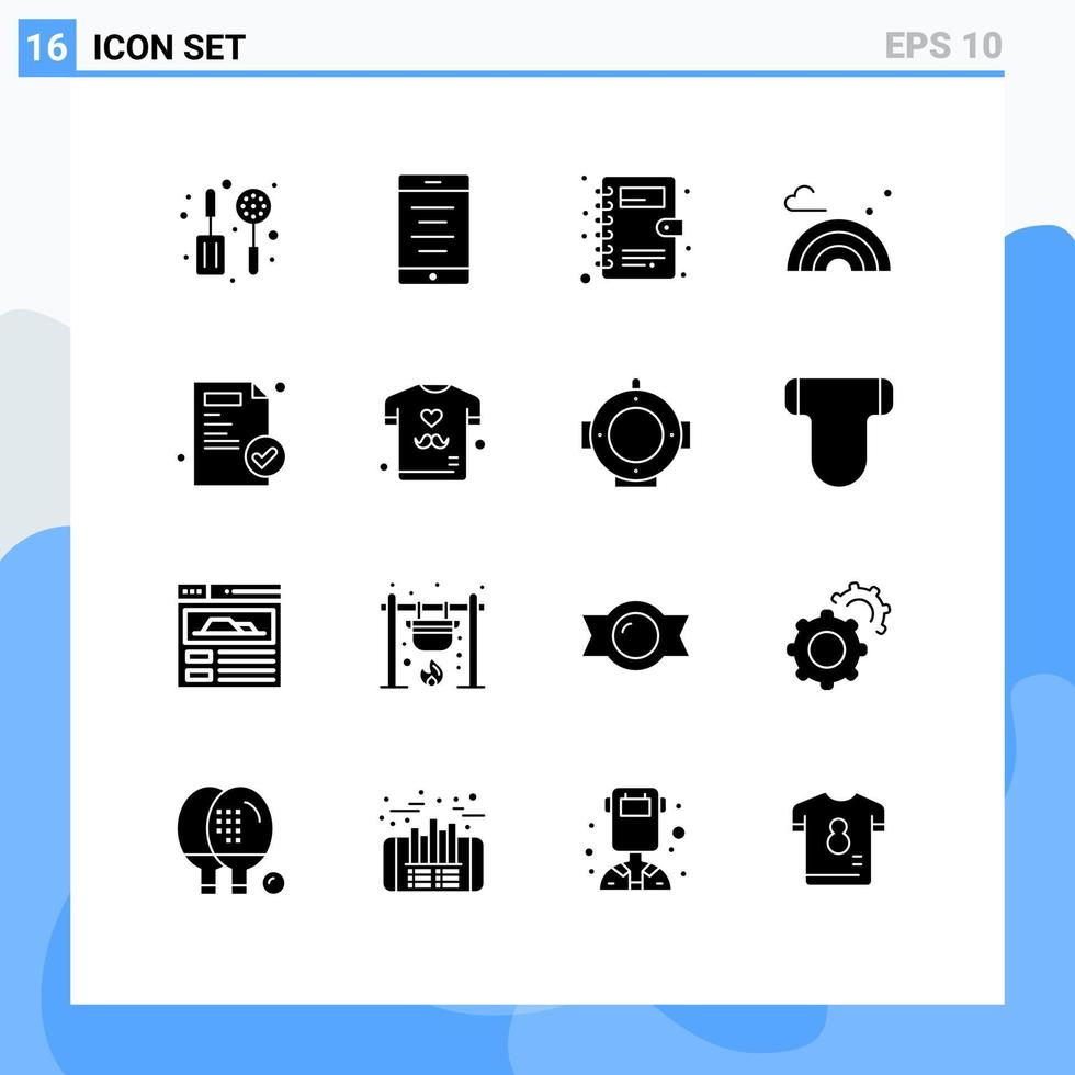 modern uppsättning av 16 fast glyfer pictograph av far medicinsk Rapportera telefon bok medicinsk papper Vinka redigerbar vektor design element