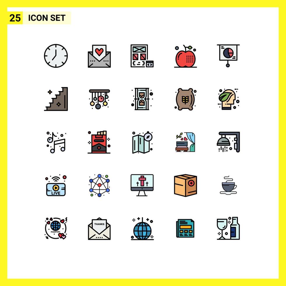 uppsättning av 25 modern ui ikoner symboler tecken för mat matlagning tacksägelse äpple utveckling redigerbar vektor design element