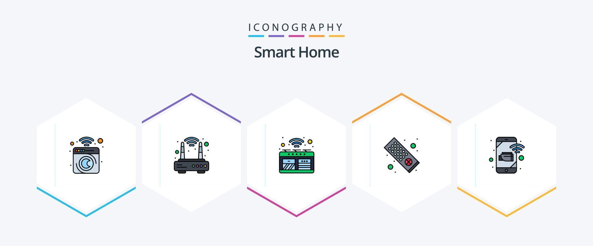 Smart Home 25 Filledline Icon Pack inklusive Handy. TV-Fernbedienung. intelligent. Fernbedienung. Herd vektor