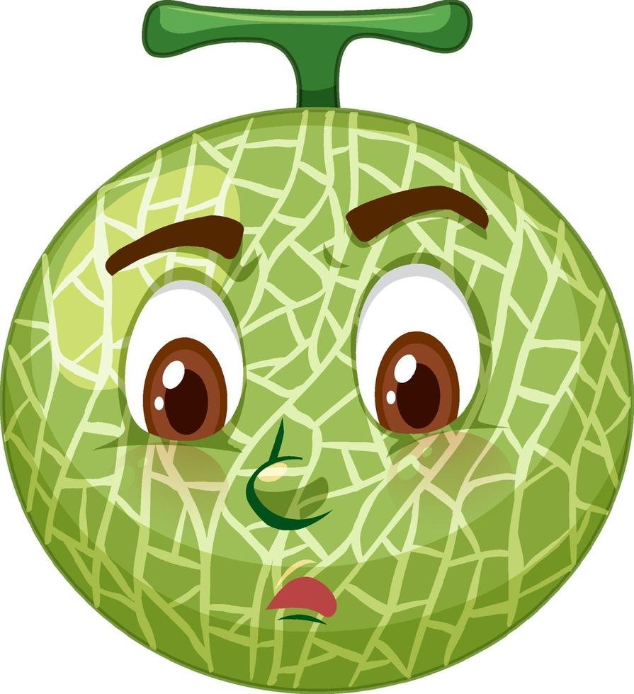 Cantaloupe Melone Zeichentrickfigur mit Gesichtsausdruck vektor