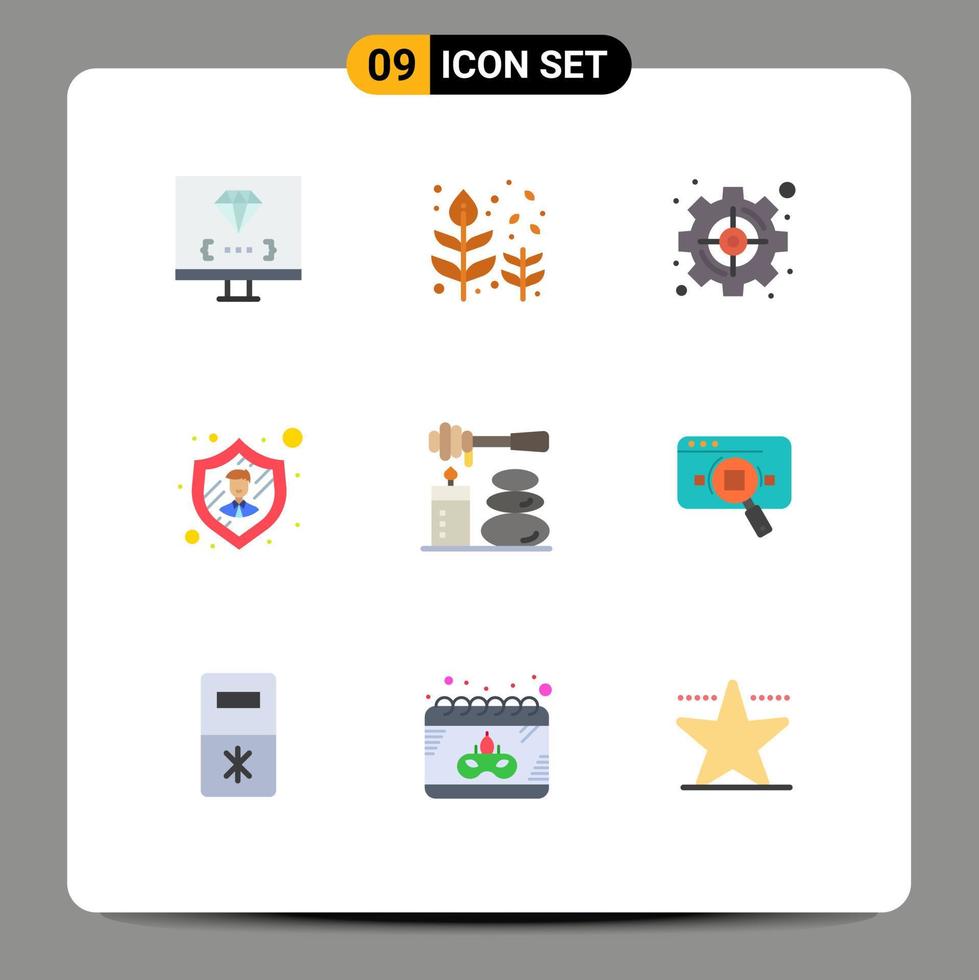 Aktienvektor-Icon-Pack mit 9 Zeilenzeichen und Symbolen für Sicherheitsmitarbeiter-Blatt-Zielsatz editierbare Vektordesign-Elemente vektor