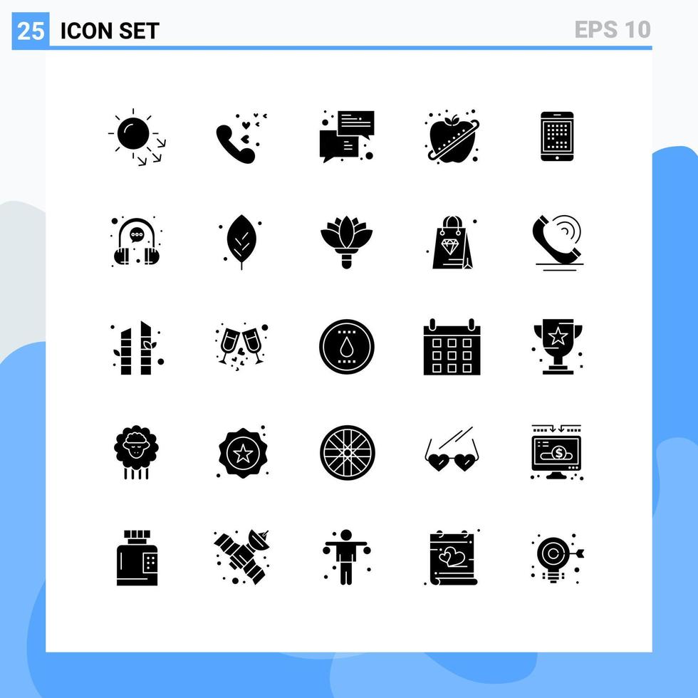 25 tematiska vektor fast glyfer och redigerbar symboler av telefon friska handel frukt kommunikation redigerbar vektor design element