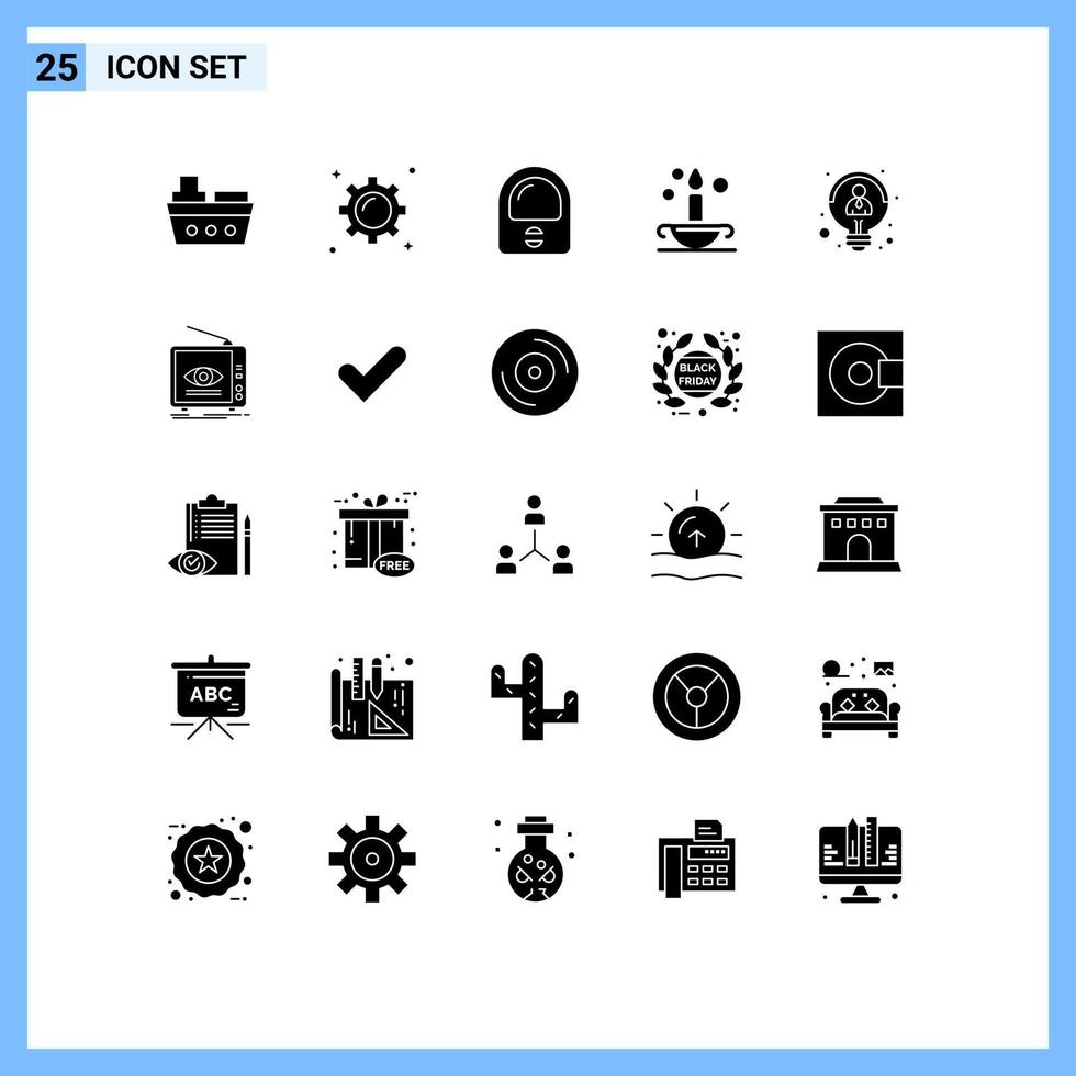 satz von 25 modernen ui-symbolen symbole zeichen für idee kreative astronautenlampe antike editierbare vektordesignelemente vektor