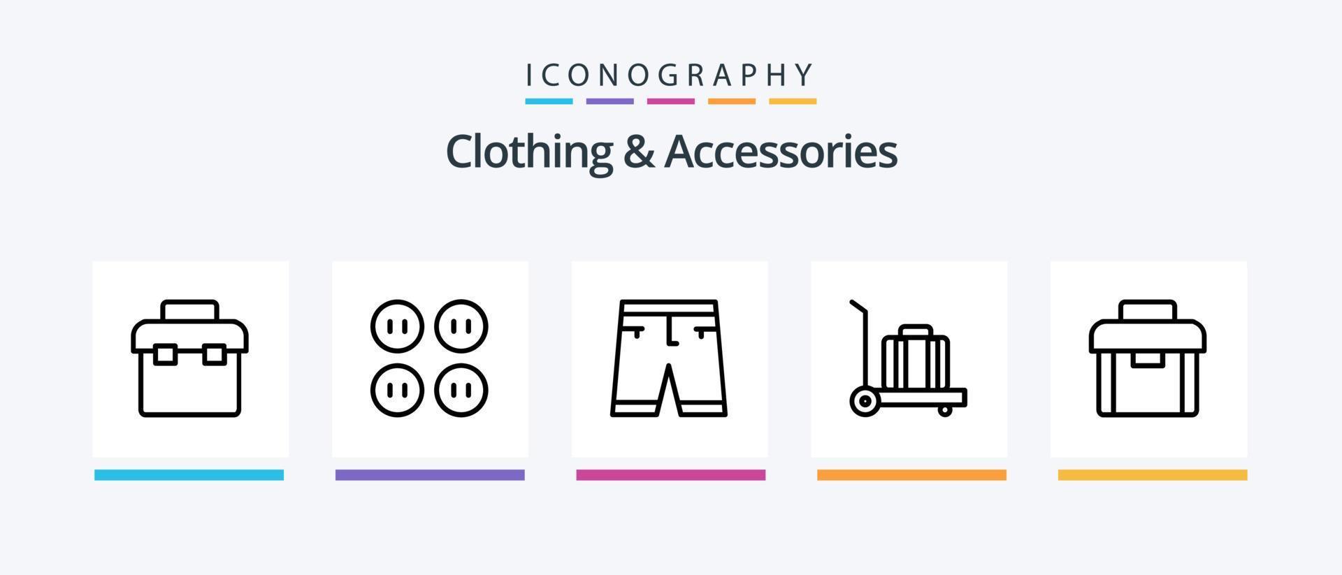 Kleidung und Accessoires Linie 5 Icon Pack inklusive . Tasche. nähen. Kleidung. kreatives Symboldesign vektor