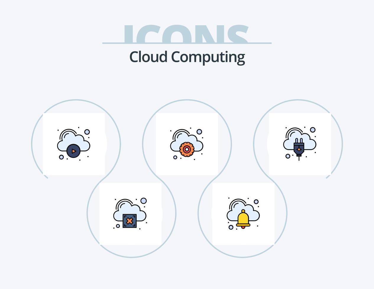 Cloud-Computing-Linie gefüllt Icon Pack 5 Icon-Design. Internet. OK. Cloud Computing. markieren. überprüfen vektor