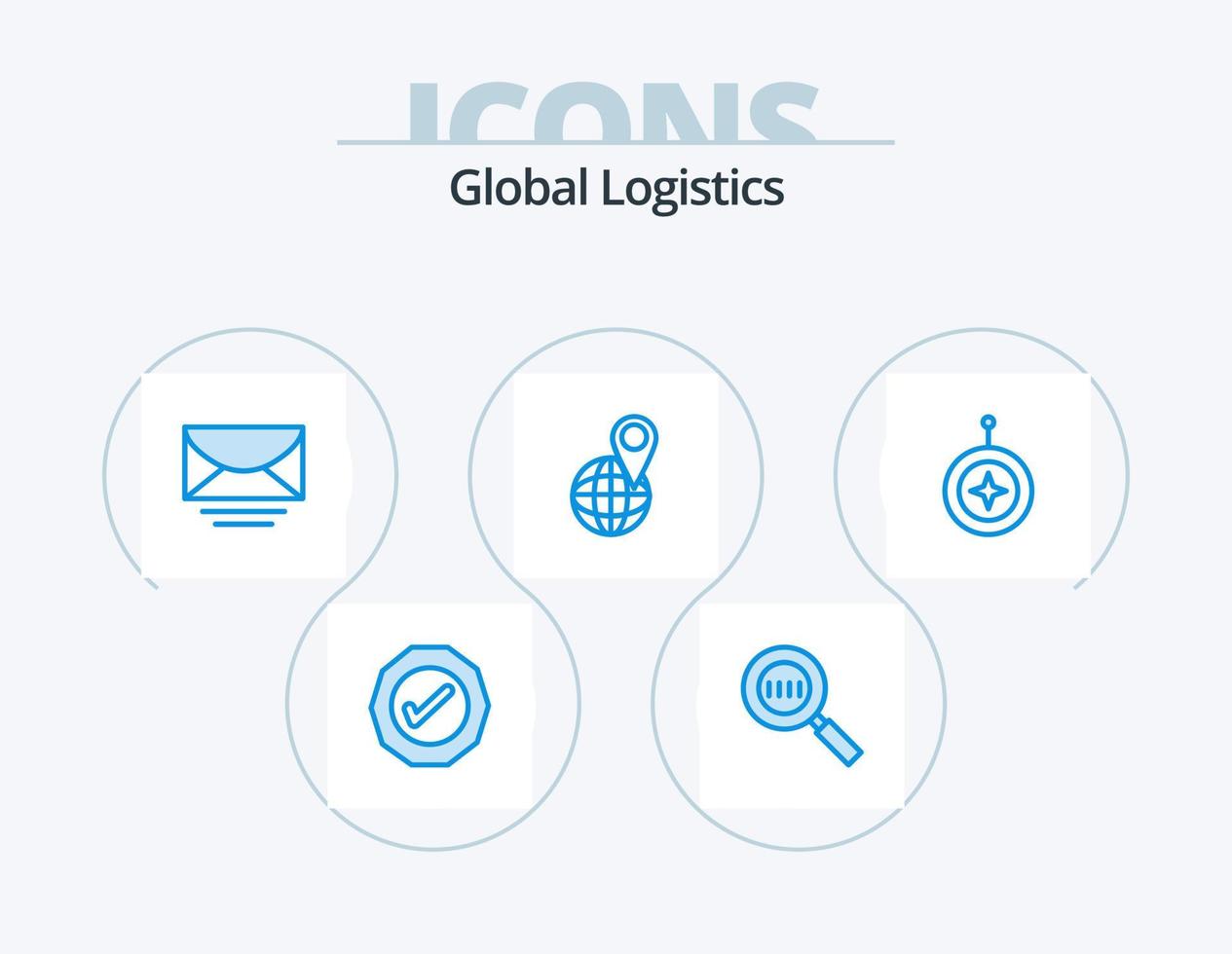 global logistik blå ikon packa 5 ikon design. stjärna. värld. post. Karta. global vektor