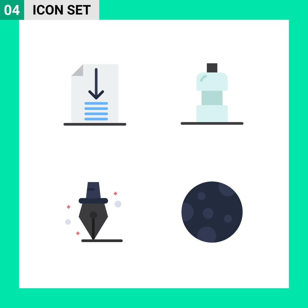 Flaches Icon-Paket mit 4 universellen Symbolen für bearbeitbare Vektordesign-Elemente für Mondwasserbildungswetter vektor