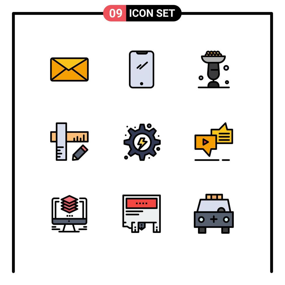 uppsättning av 9 modern ui ikoner symboler tecken för elektrisk geometri iphone utbildning cupsakes redigerbar vektor design element