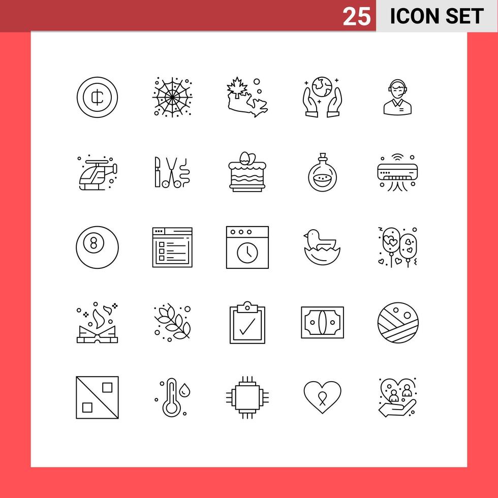 Gruppe von 25 Zeilen Zeichen und Symbolen für Kunden Business Map Support Eco Protection editierbare Vektordesign-Elemente vektor
