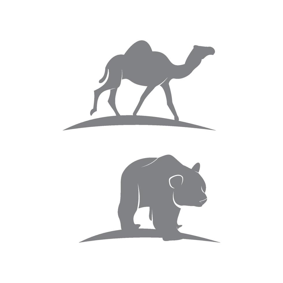 Kamel und Bär Vorlage Zoo Set vektor