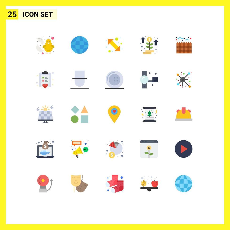25 kreative Symbole moderne Zeichen und Symbole des Immobilienstarts Pfeil Geld oben rechts editierbare Vektordesign-Elemente vektor