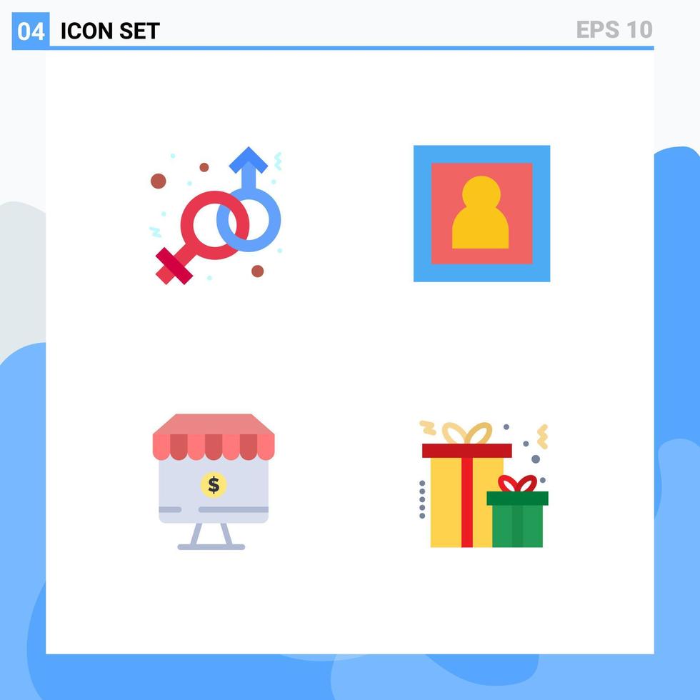flaches Icon-Set für die mobile Schnittstelle mit 4 Piktogrammen weiblicher Online-Venus-Fotografie und editierbaren Vektordesign-Elementen vektor