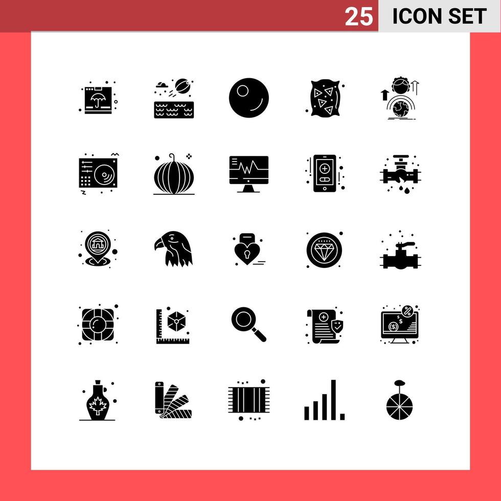 25 universelle solide Glyphen für Web- und mobile Anwendungen globale Entwicklung Erbsen Fähigkeiten Weizen editierbare Vektordesign-Elemente vektor