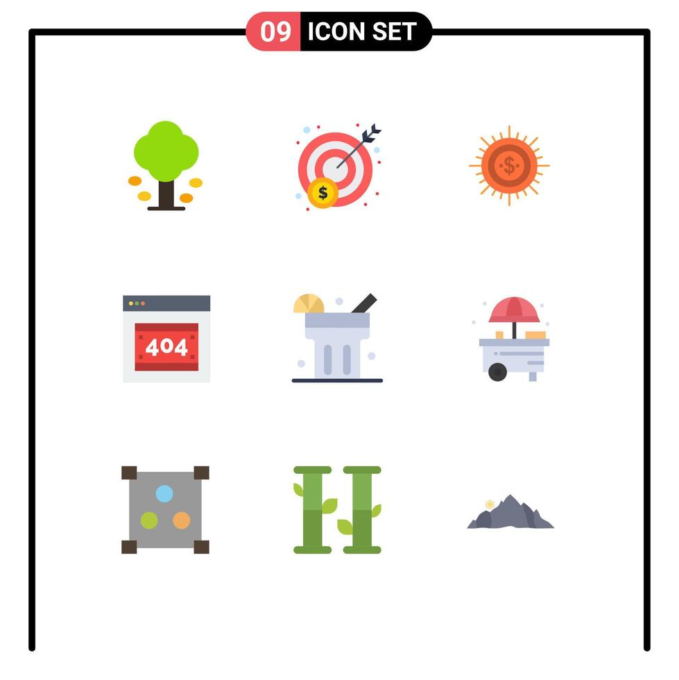 9 universell platt Färg tecken symboler av http fel fel pengar sätt strömma redigerbar vektor design element