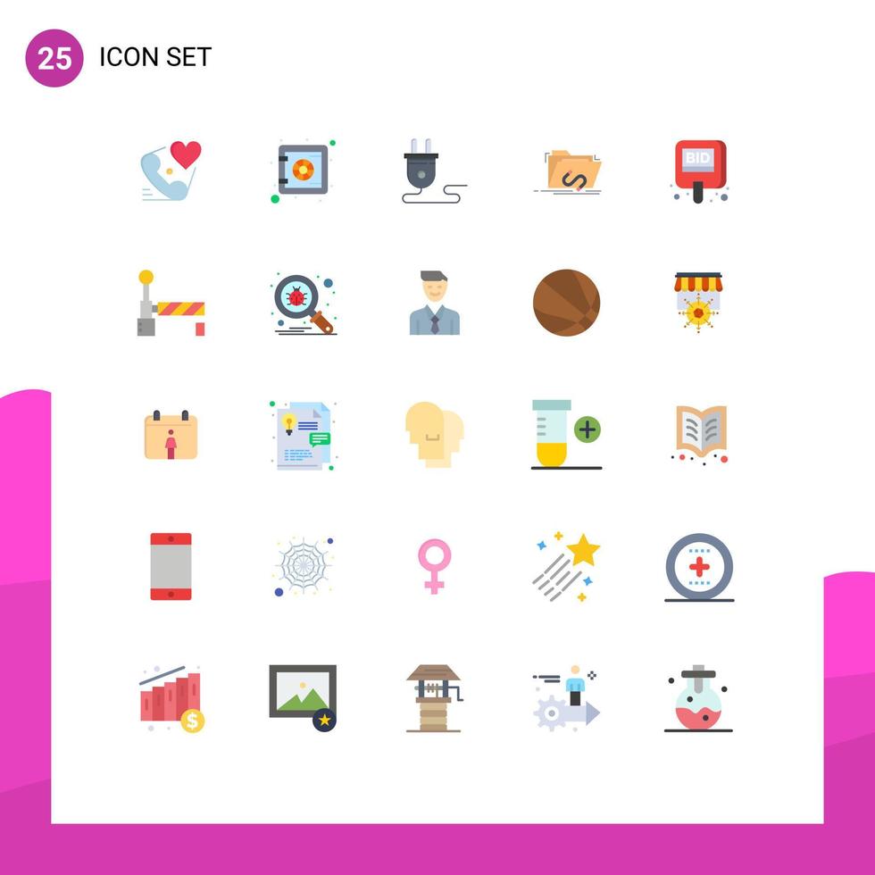 25 thematische Vektor-Flachfarben und editierbare Symbole von Auktions-Internet-Elektrodatei-Backdoor-editierbaren Vektordesign-Elementen vektor