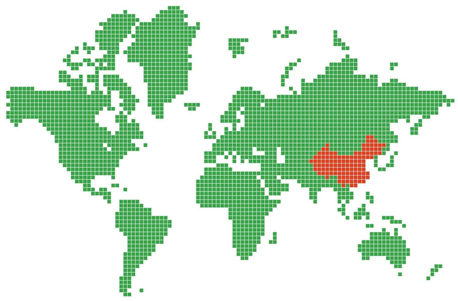 gepunktete Weltkarte mit China vektor