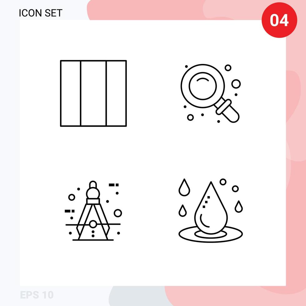 satz von 4 modernen ui-symbolen symbole zeichen für rastermaß schularchitekt drop editierbare vektordesignelemente vektor