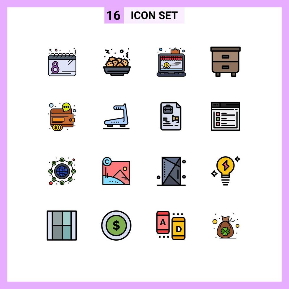 16 användare gränssnitt platt Färg fylld linje packa av modern tecken och symboler av finansiera interiör app möbel dekor redigerbar kreativ vektor design element