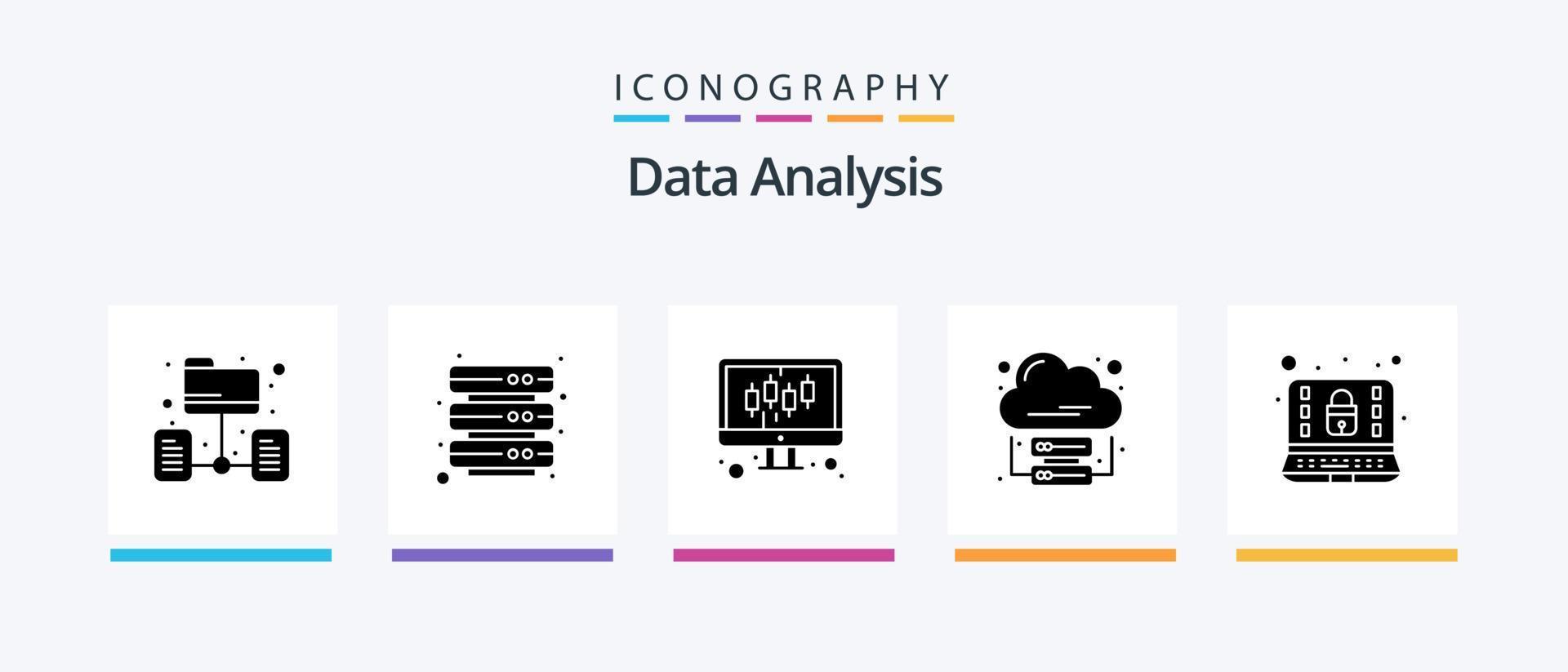 Datenanalyse Glyph 5 Icon Pack inklusive Internet. Cloud-Internet. Computer. Daten. Analytik. kreatives Symboldesign vektor