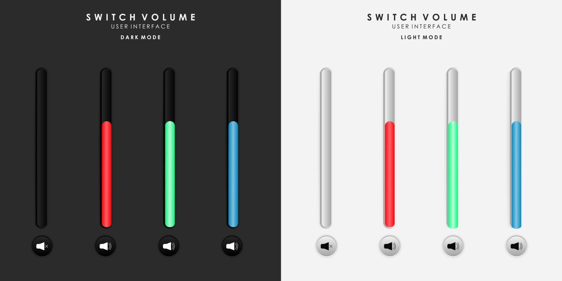 minimalistisches Switch-Potrait-Volumen im Neumorphismus-Design. einfach, modern und elegant. glatte und weiche 3D-Benutzeroberfläche. Lichtmodus und Dunkelmodus. für das Design von Websites oder Apps. Vektorillustration. vektor