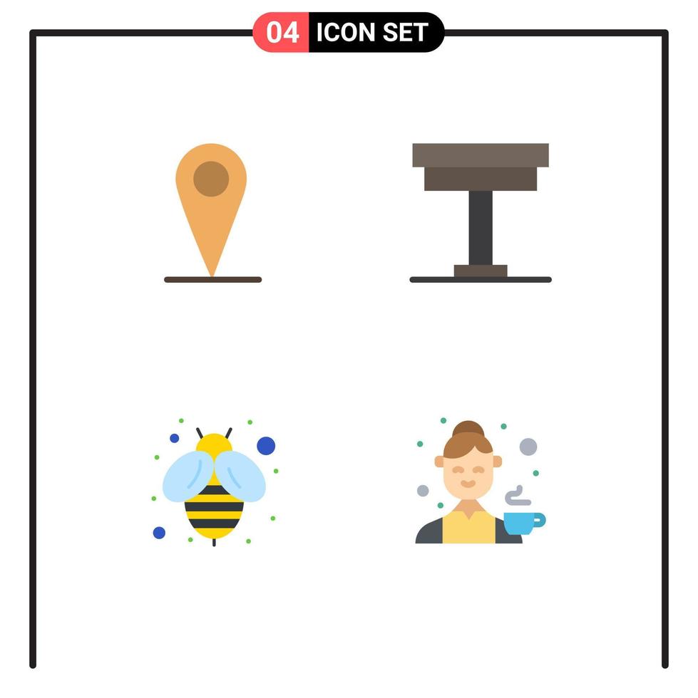 användare gränssnitt packa av 4 grundläggande platt ikoner av plats flyga stol interiör avatar redigerbar vektor design element