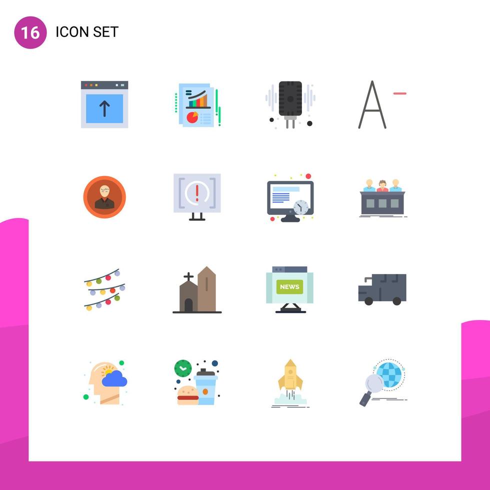 universell ikon symboler grupp av 16 modern platt färger av mänsklig avatar mikrofon font ljud redigerbar packa av kreativ vektor design element