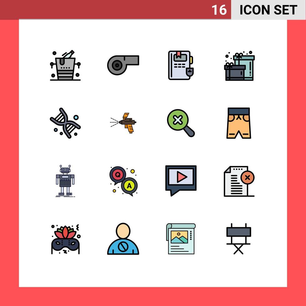 redigerbar vektor linje packa av 16 enkel platt Färg fylld rader av måla teknologi kunskap genetik bio redigerbar kreativ vektor design element