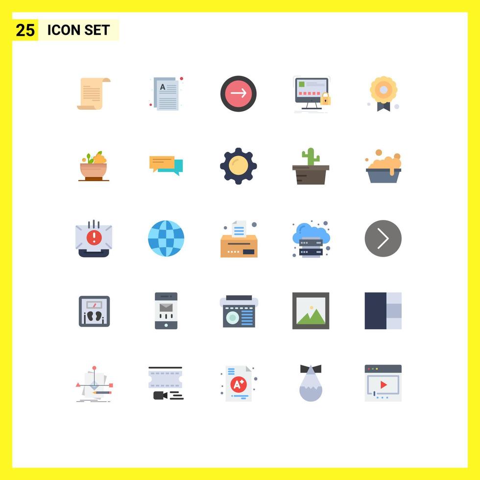 grupp av 25 modern platt färger uppsättning för certifikat säkerhet grundläggande låsa skydda redigerbar vektor design element