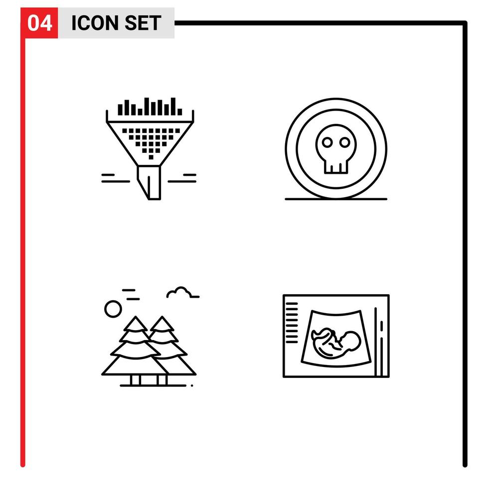 satz von 4 modernen ui-symbolen symbole zeichen für filter alpine sortierung halloween kanada editierbare vektordesignelemente vektor