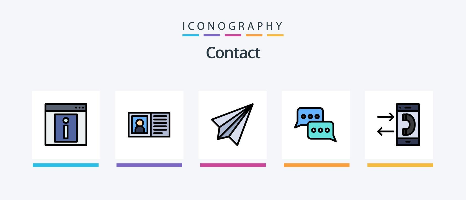 Kontaktleitung gefüllt 5 Icon Pack inklusive Convo. kontaktiere uns. Post. Kontakt. kontaktiere uns. kreatives Symboldesign vektor