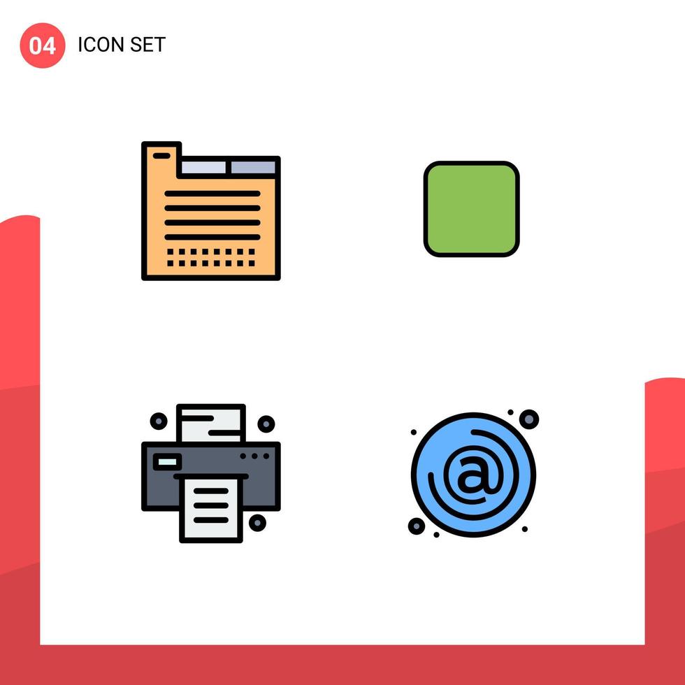4 Benutzeroberfläche Filledline-Flachfarbpaket mit modernen Zeichen und Symbolen des Webdesigns für Tab-Drucker, das bei bearbeitbaren Vektordesignelementen nicht aktiviert ist vektor