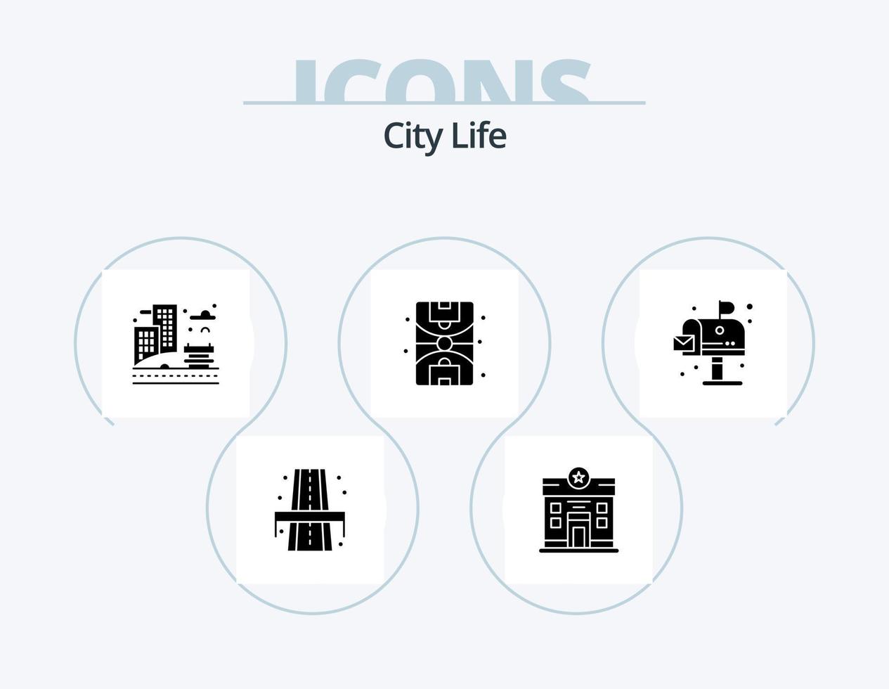 stad liv glyf ikon packa 5 ikon design. liv. stad. stad. jord. stad vektor