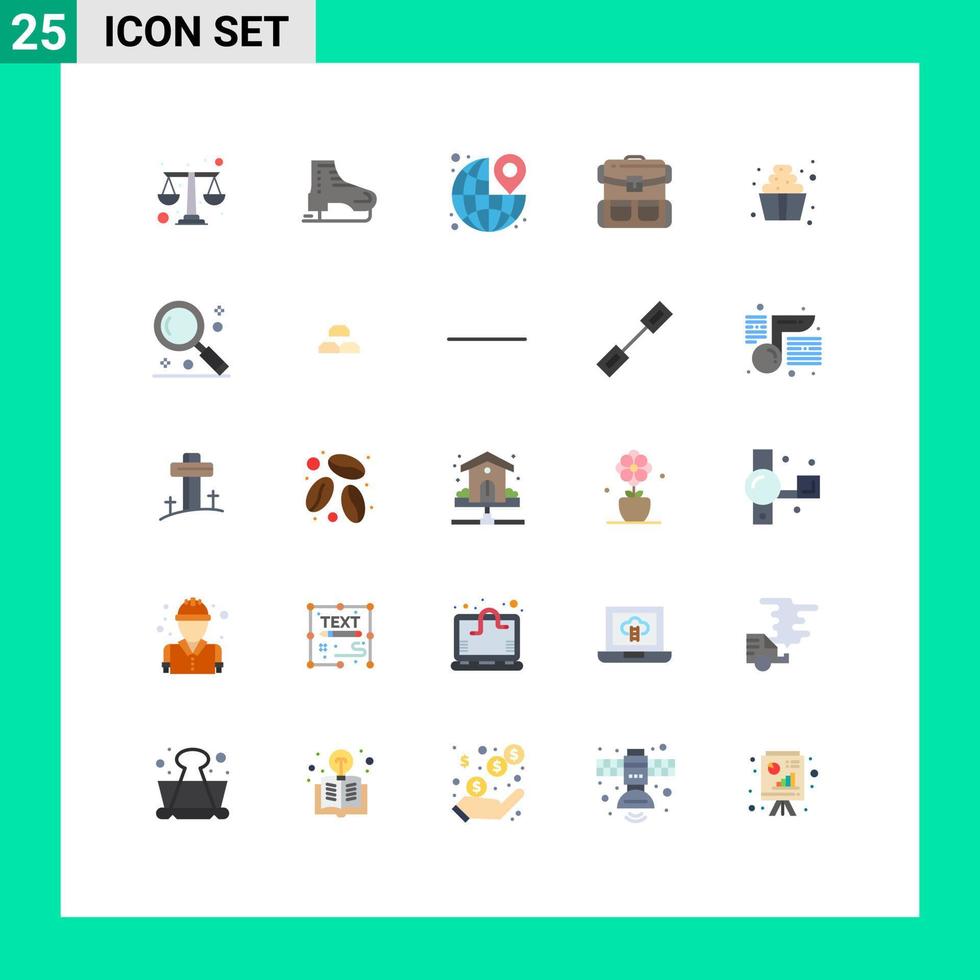 användare gränssnitt packa av 25 grundläggande platt färger av väska resa is skridskor resa stift redigerbar vektor design element