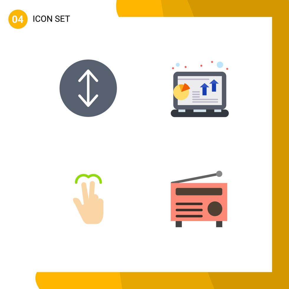 redigerbar vektor linje packa av 4 enkel platt ikoner av pilar mobil Diagram vinst flik redigerbar vektor design element