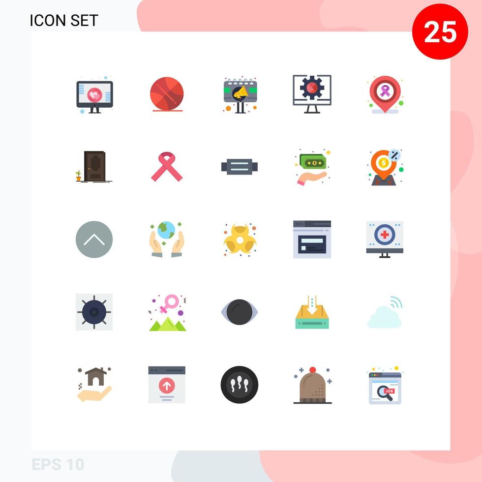 grupp av 25 platt färger tecken och symboler för sjukhus uppkopplad ad internet tecken styrelse redigerbar vektor design element